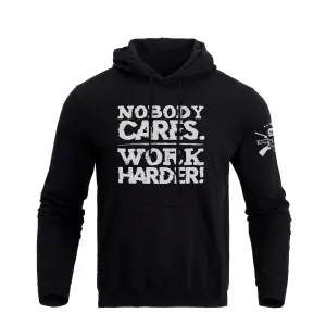 NOBODY CARES WORK HARDER COTTON  GRAPHIC POCKET HOODIE