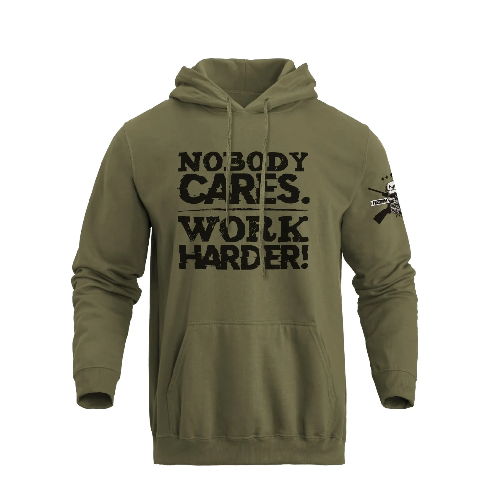 NOBODY CARES WORK HARDER COTTON  GRAPHIC POCKET HOODIE