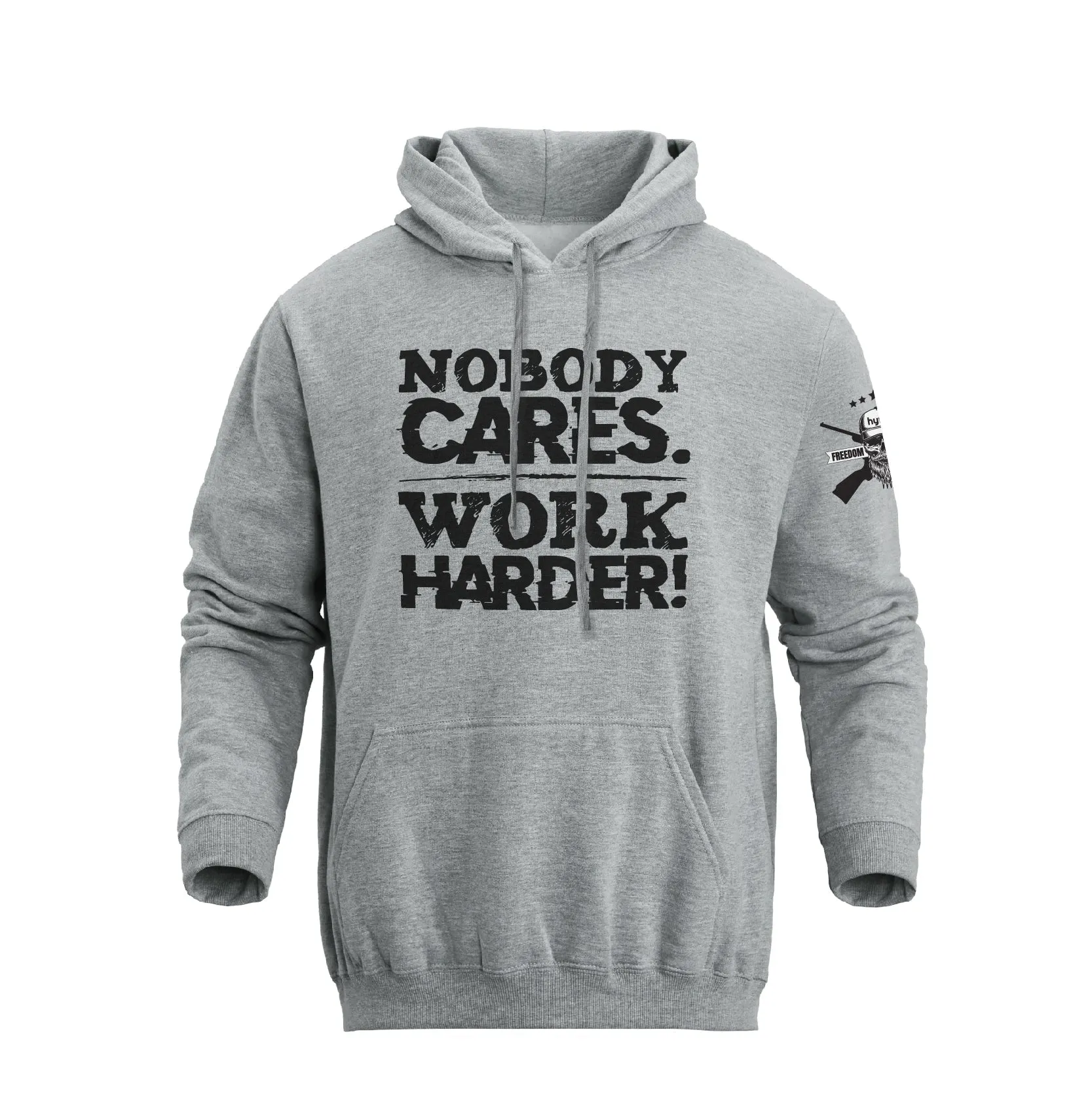 NOBODY CARES WORK HARDER COTTON  GRAPHIC POCKET HOODIE