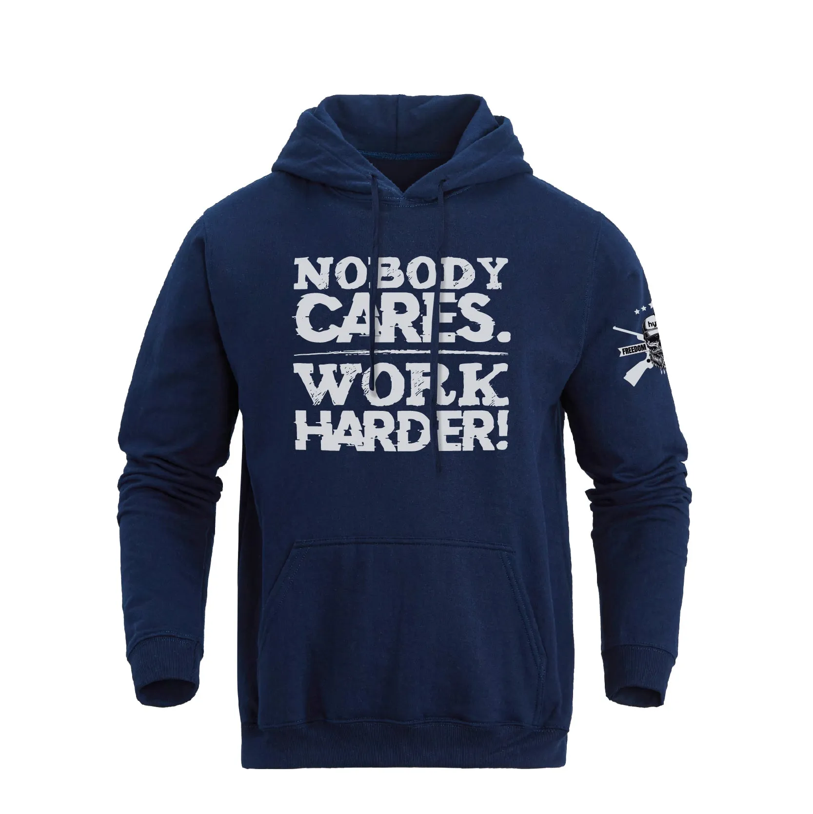 NOBODY CARES WORK HARDER COTTON  GRAPHIC POCKET HOODIE