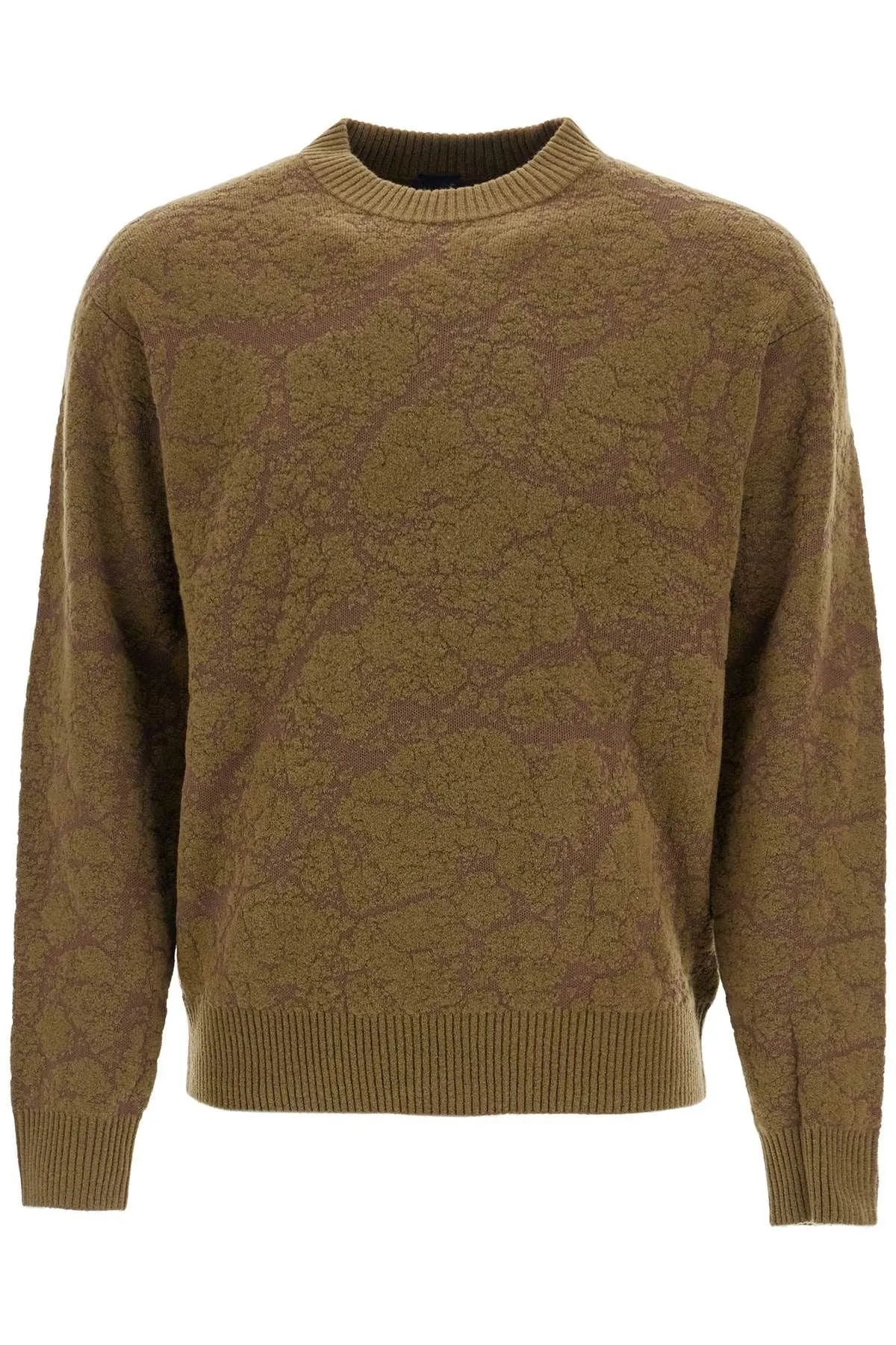 OLIVE GREEN WOOL SWEATER WITH ROUND NECK FOR MEN