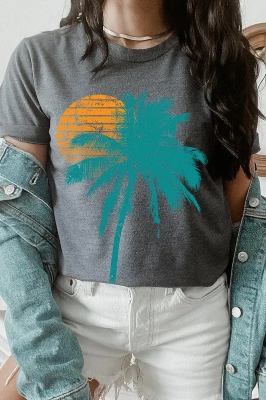 Palm Tree & Sunset Graphic T Shirts