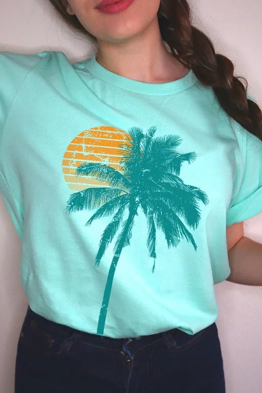 Palm Tree & Sunset Graphic T Shirts