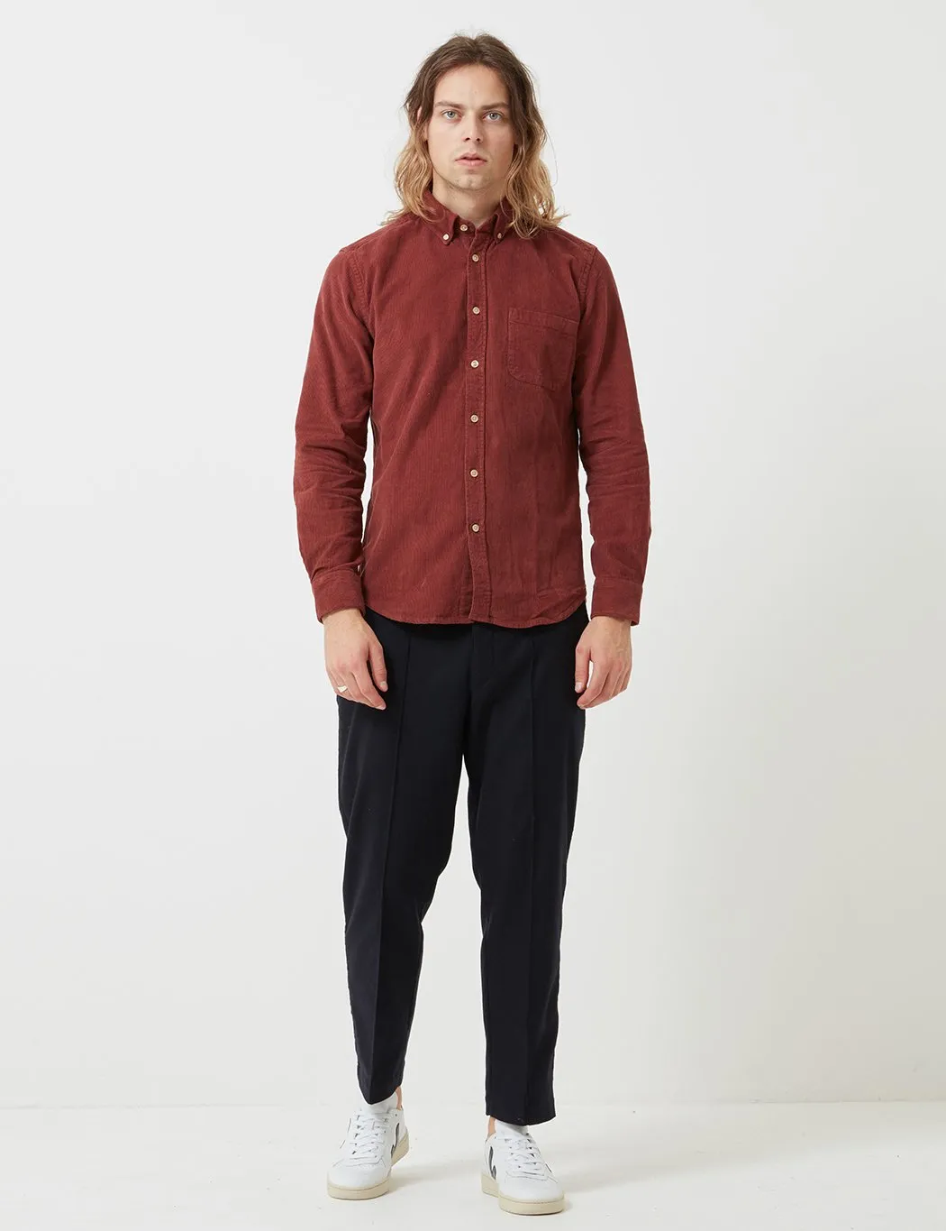 Portuguese Flannel Lobo Shirt (Cord) - Bordeaux