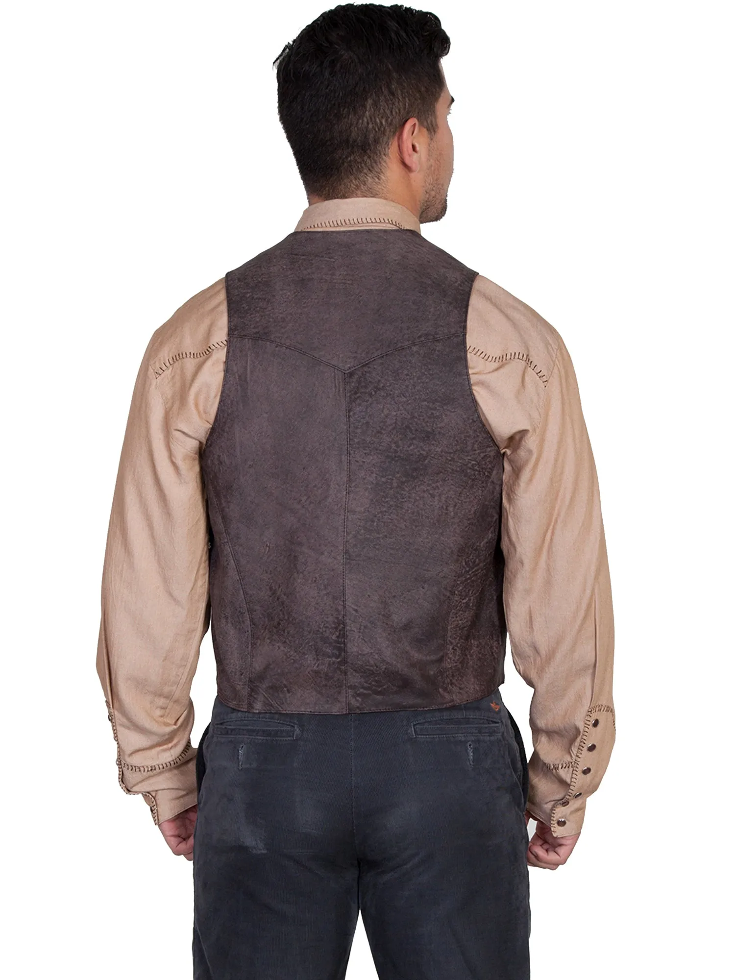 Scully Mens Brown Leather Vest