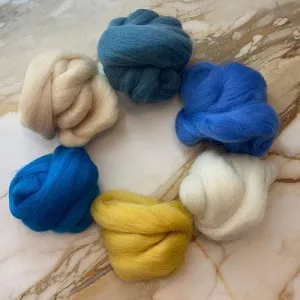 Shetland Collection | Sunshine Cove Bundle of Dyed Wool Tops | 150 Grams, 29 Micron