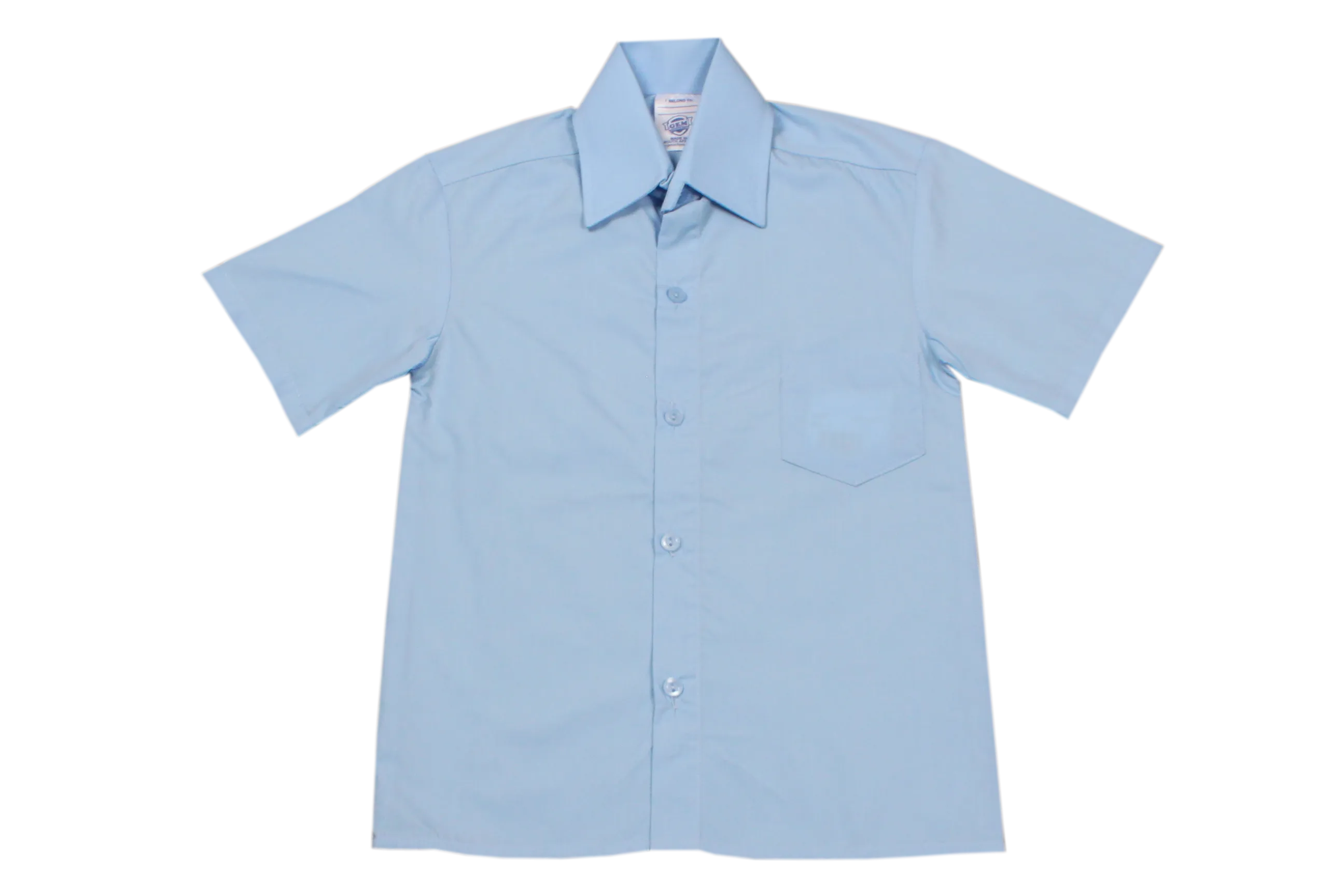 Shortsleeve Raised Collar Shirt - Blue