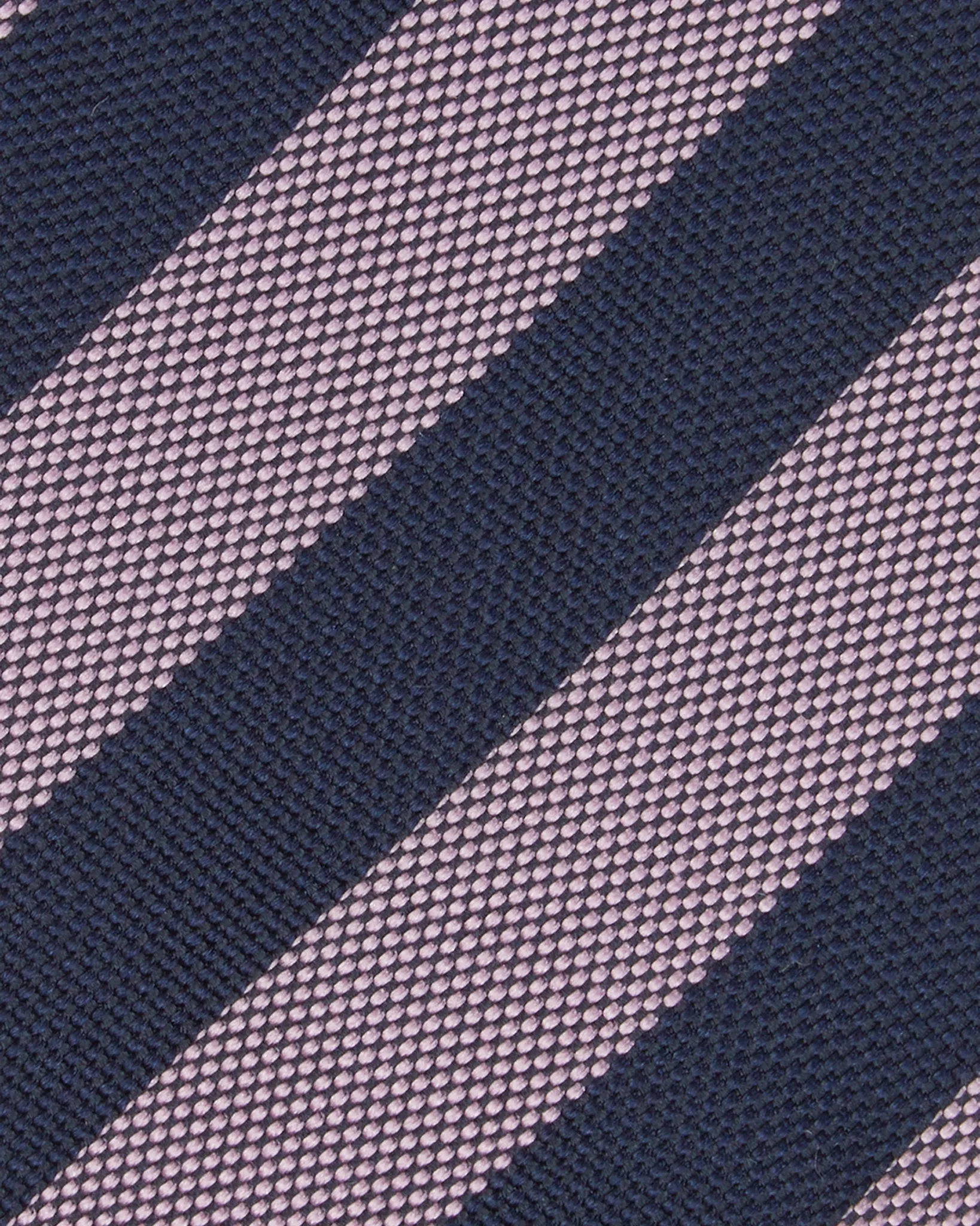 Silk Woven Tie in Navy/Pink Awning Stripe