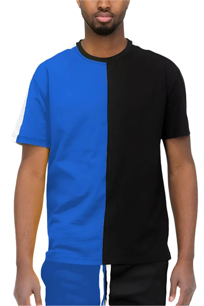 Split Color Block Short Sleeve Shirts