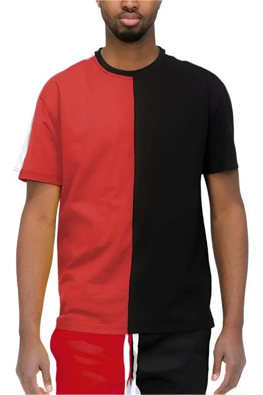 Split Color Block Short Sleeve Shirts