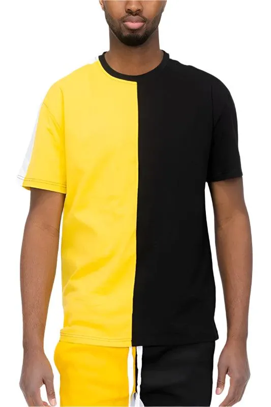 Split Color Block Short Sleeve Shirts