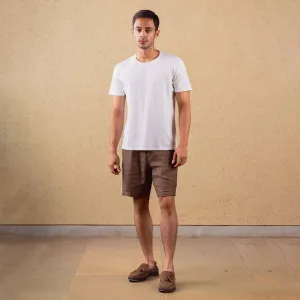 Tencel Solid Shorts For Men | Elasticated Waist | Brown