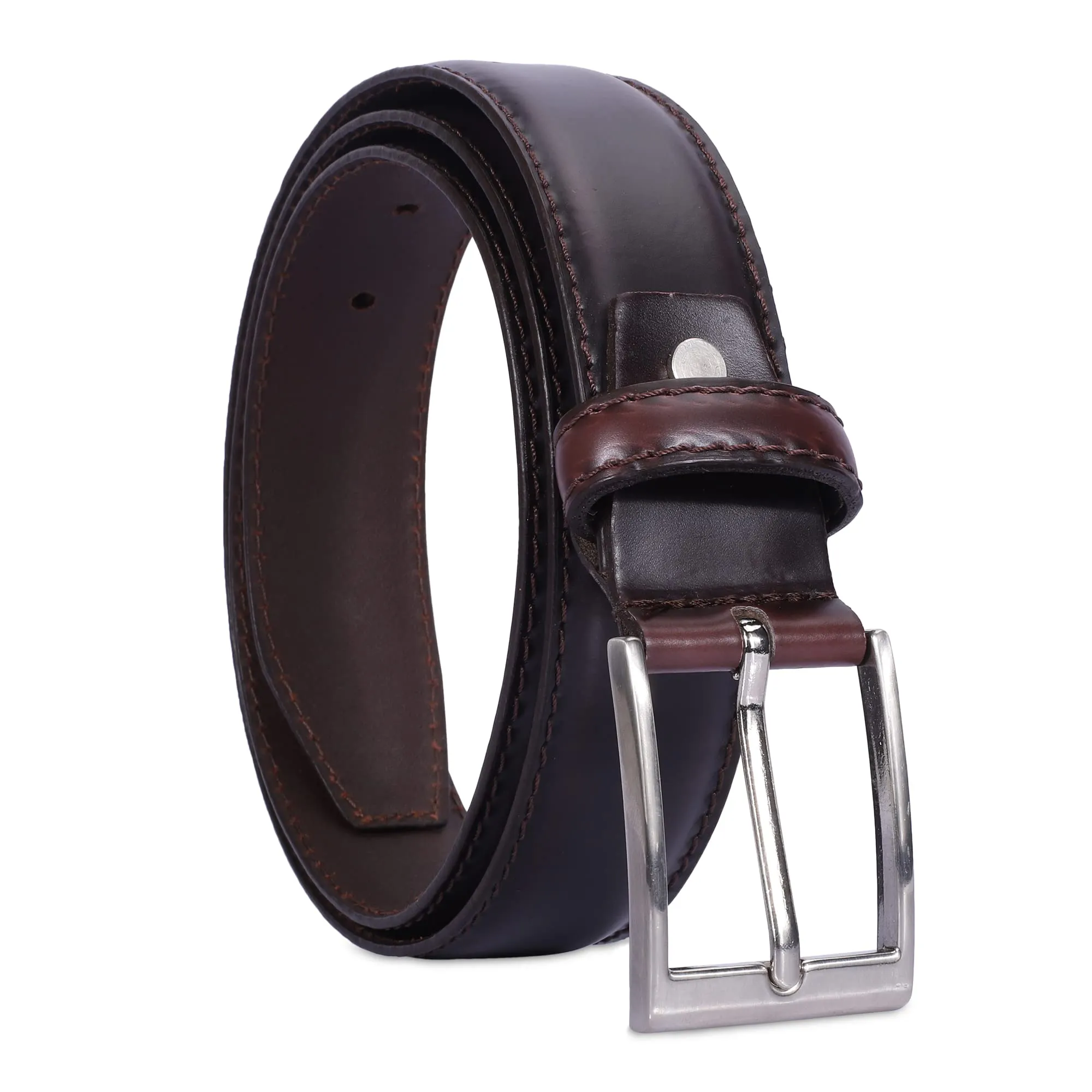 THE CLOWNFISH Men's Genuine Leather Belt - Dark Brown (Size-40 inches)