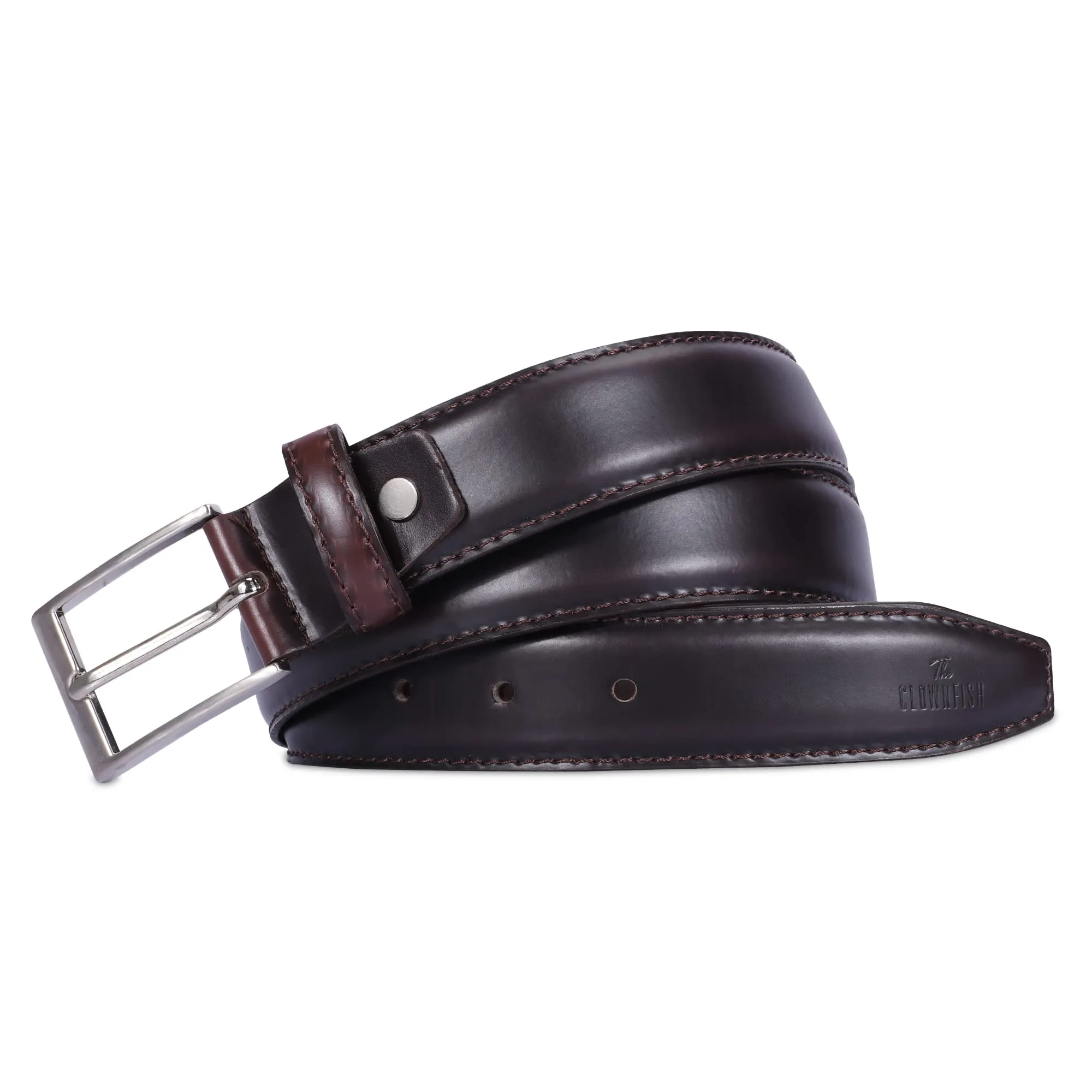 THE CLOWNFISH Men's Genuine Leather Belt - Dark Brown (Size-40 inches)