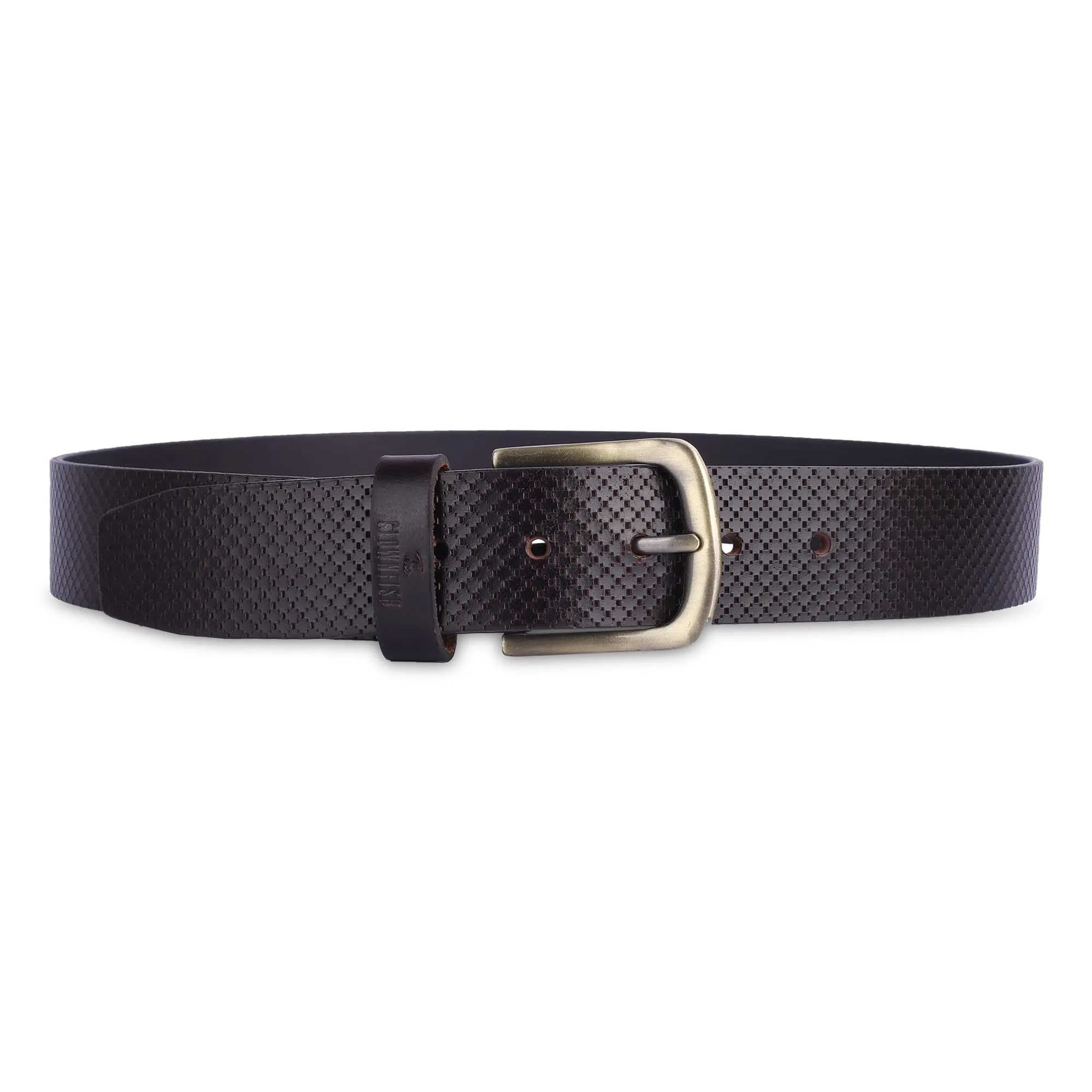 THE CLOWNFISH Men's Genuine Leather Belt with Textured/Embossed Design-Dark Chocolate (Size-32 inches)