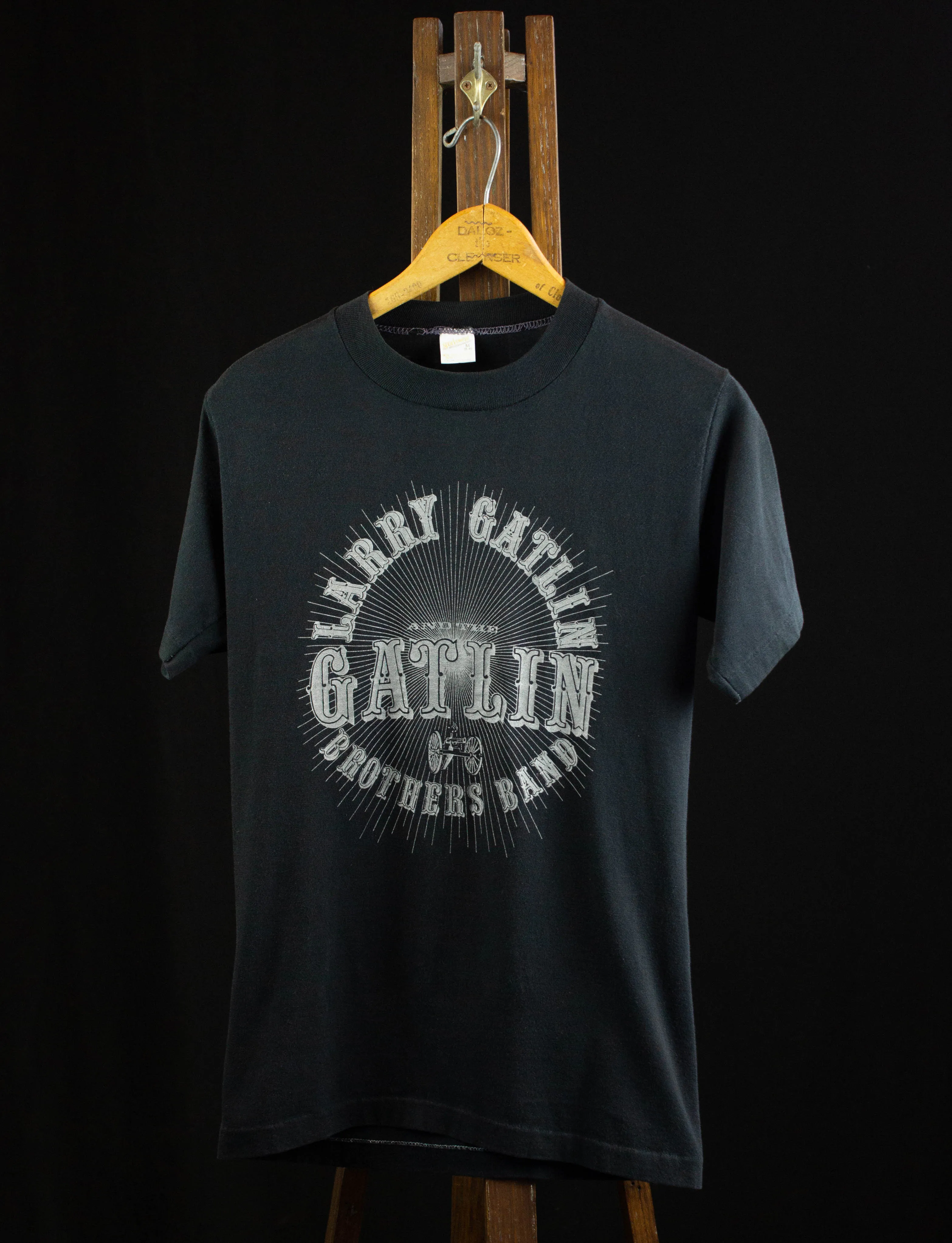 Vintage Larry Gatlin and the Gatlin Brothers Band Concert T Shirt 70s Black and Grey Logo Small