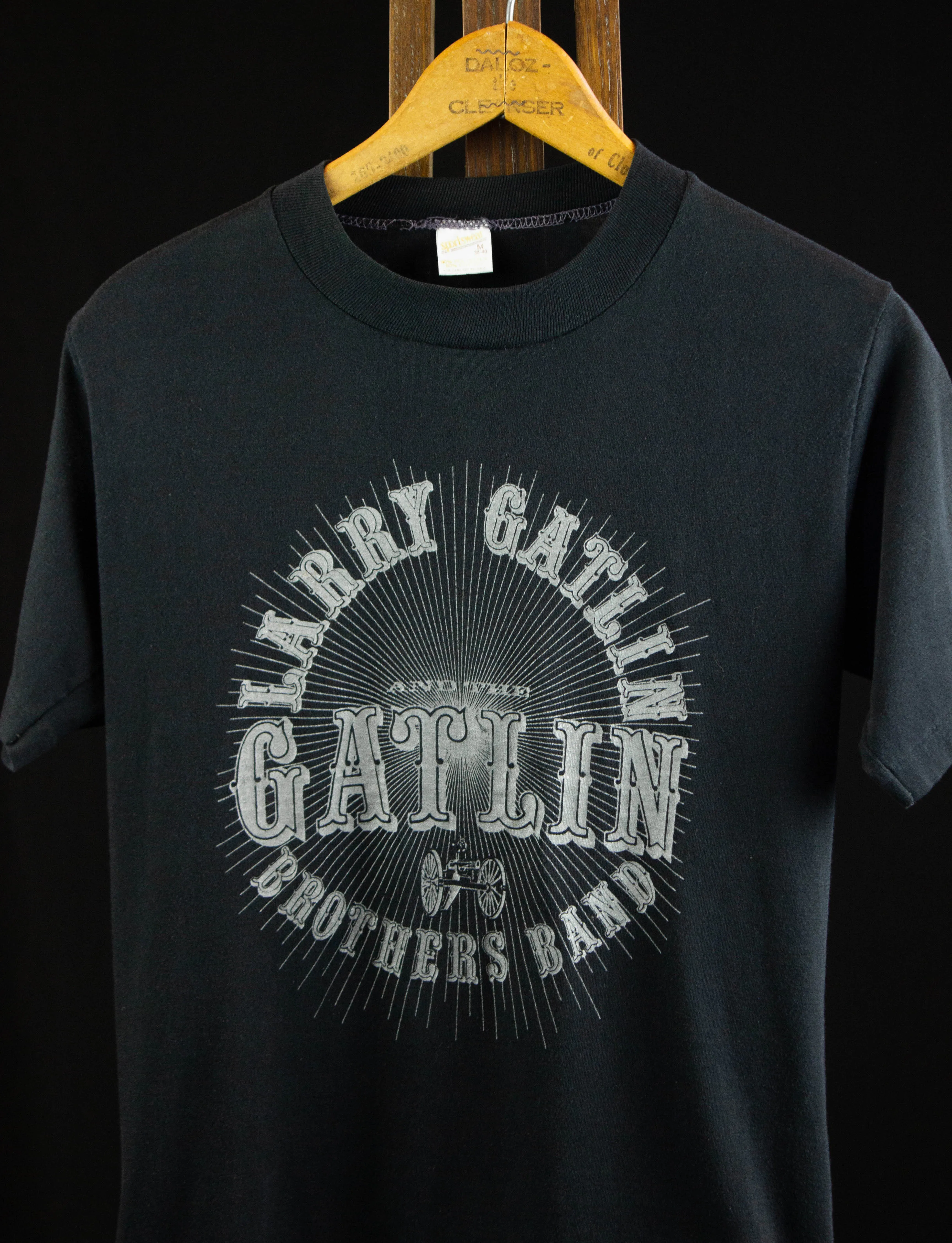 Vintage Larry Gatlin and the Gatlin Brothers Band Concert T Shirt 70s Black and Grey Logo Small