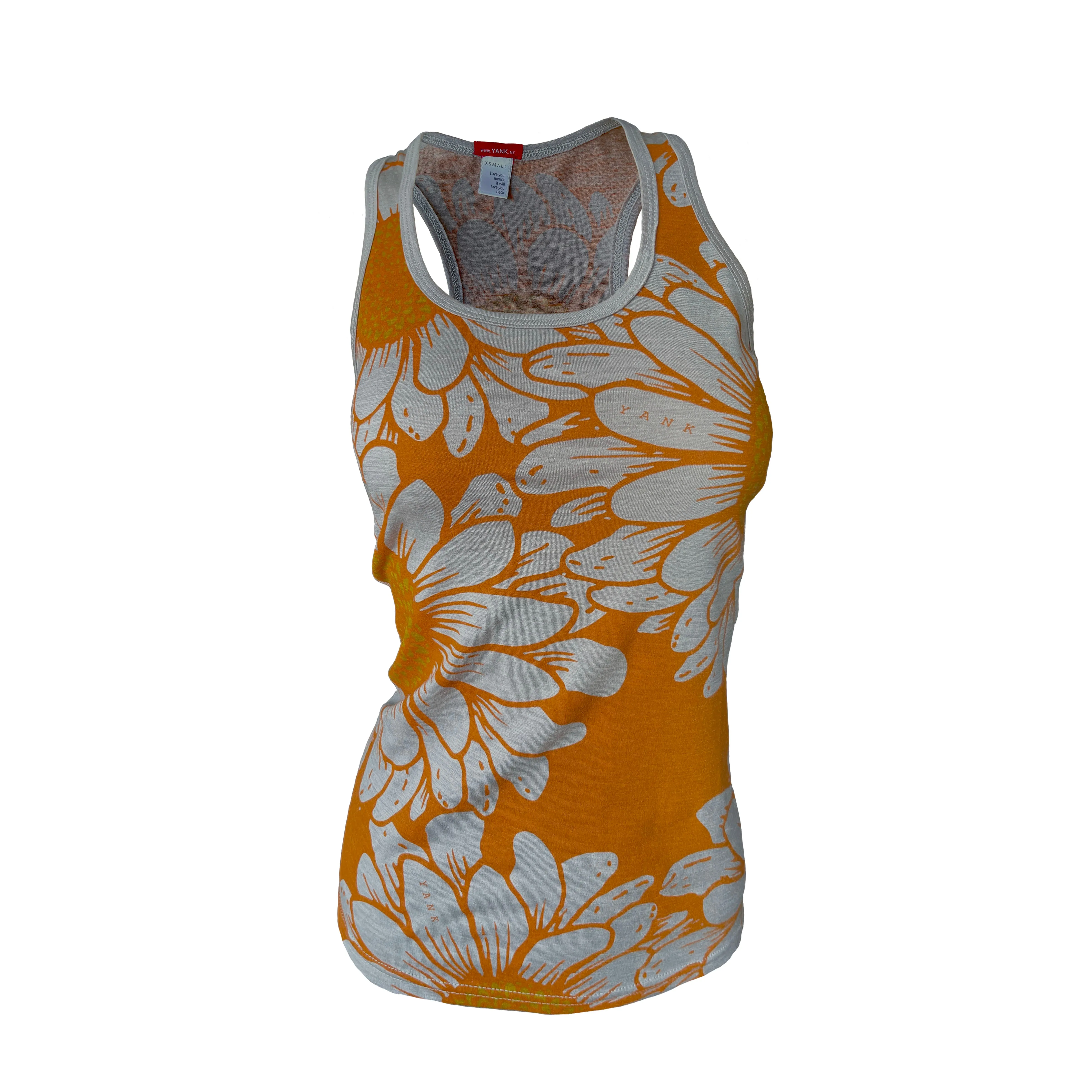 Women's Flower Power Merino Tank Top | Calm Orange